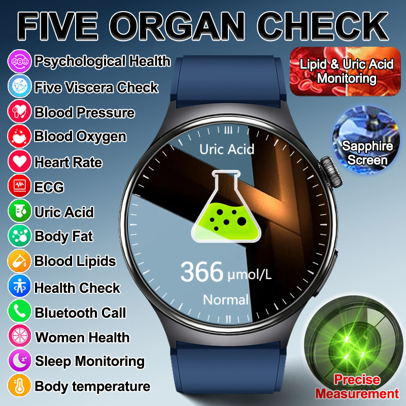Gmt Dual Timezone Watch - 2026New Five organ examination Health SmartWatch