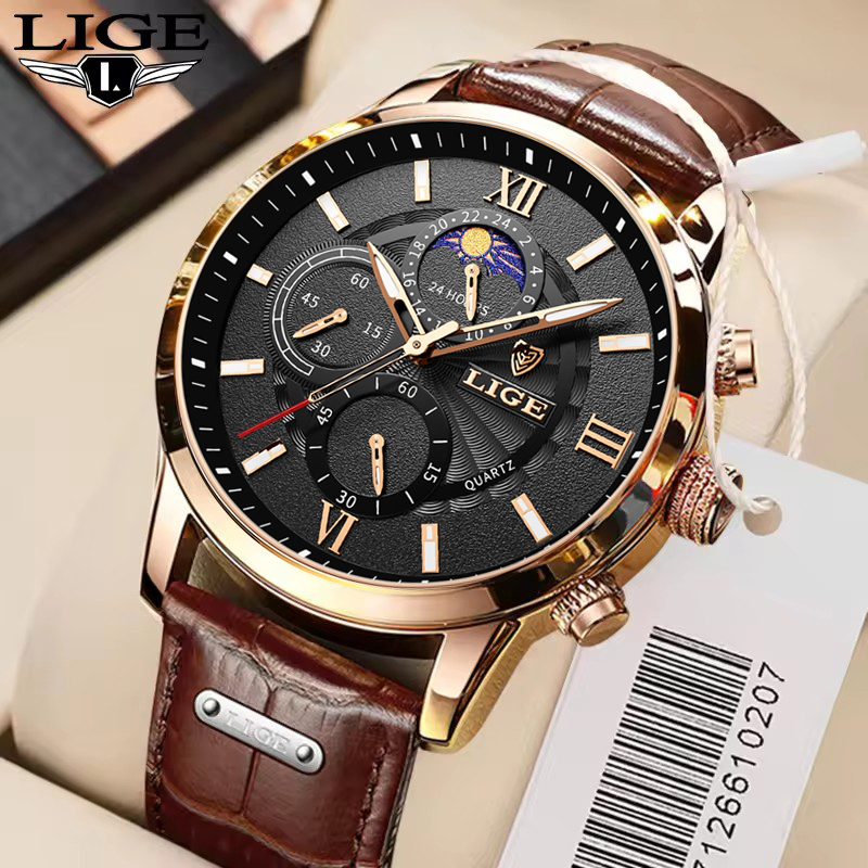 Luxury Watch Mockup - Men's Watches LIGE Top Brand Luxury
