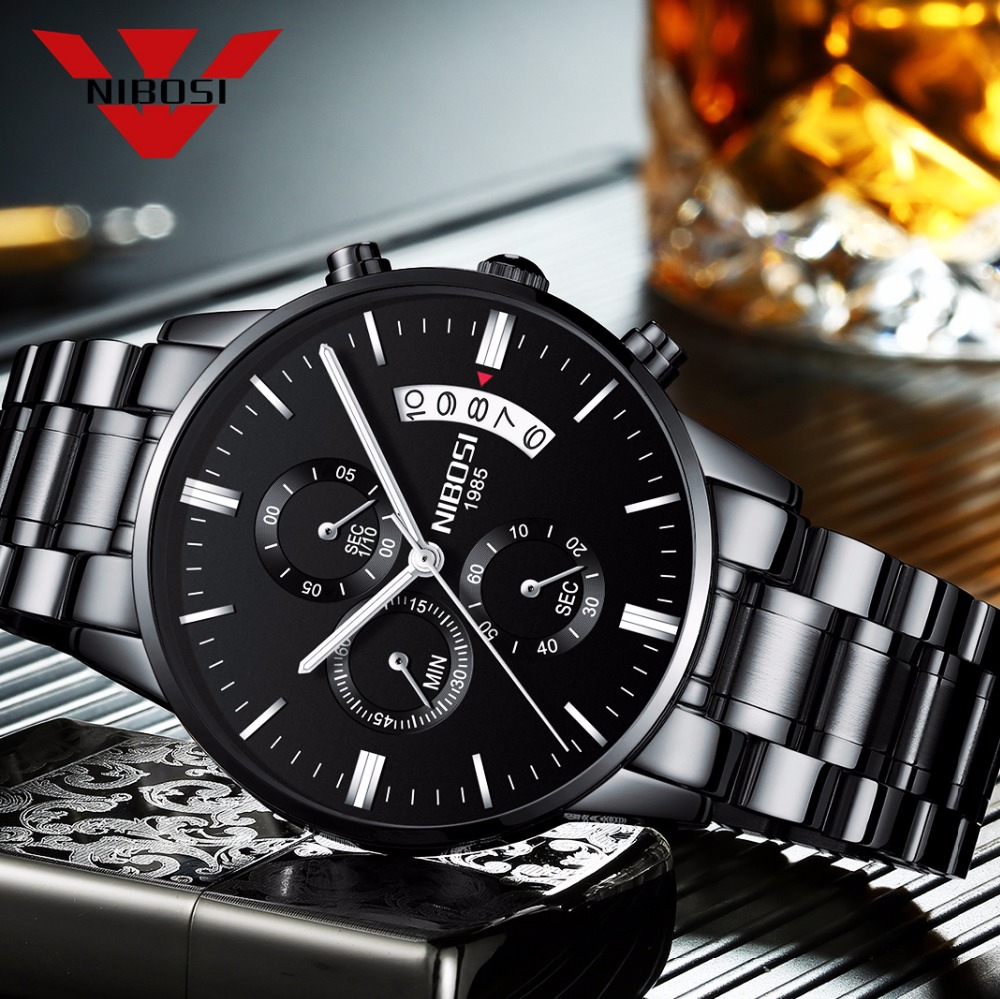 NIBOSI Stainless Steel Black Q - огляд і ціна Luxury Watch Maker