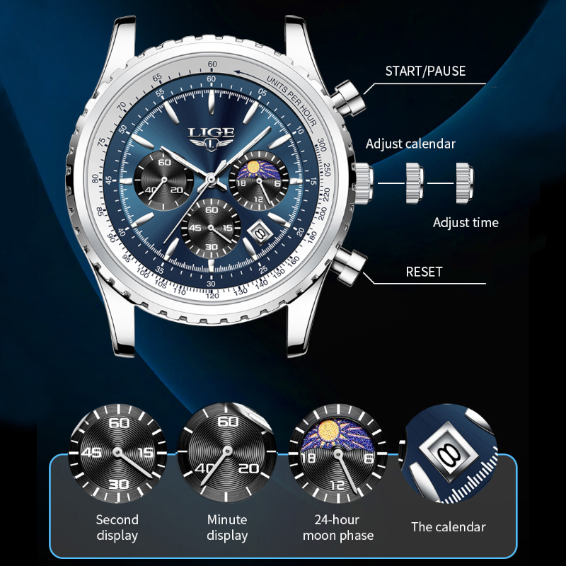 LIGE Brand Luxury Quartz Man W - огляд і ціна Luxury Watch Maker