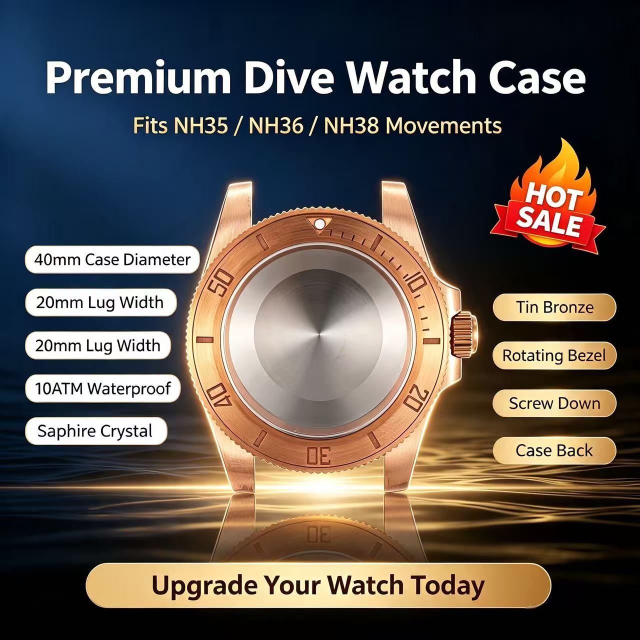 40mm Tin Bronze Dive Watch Cas - огляд і ціна Bronze Case Watch