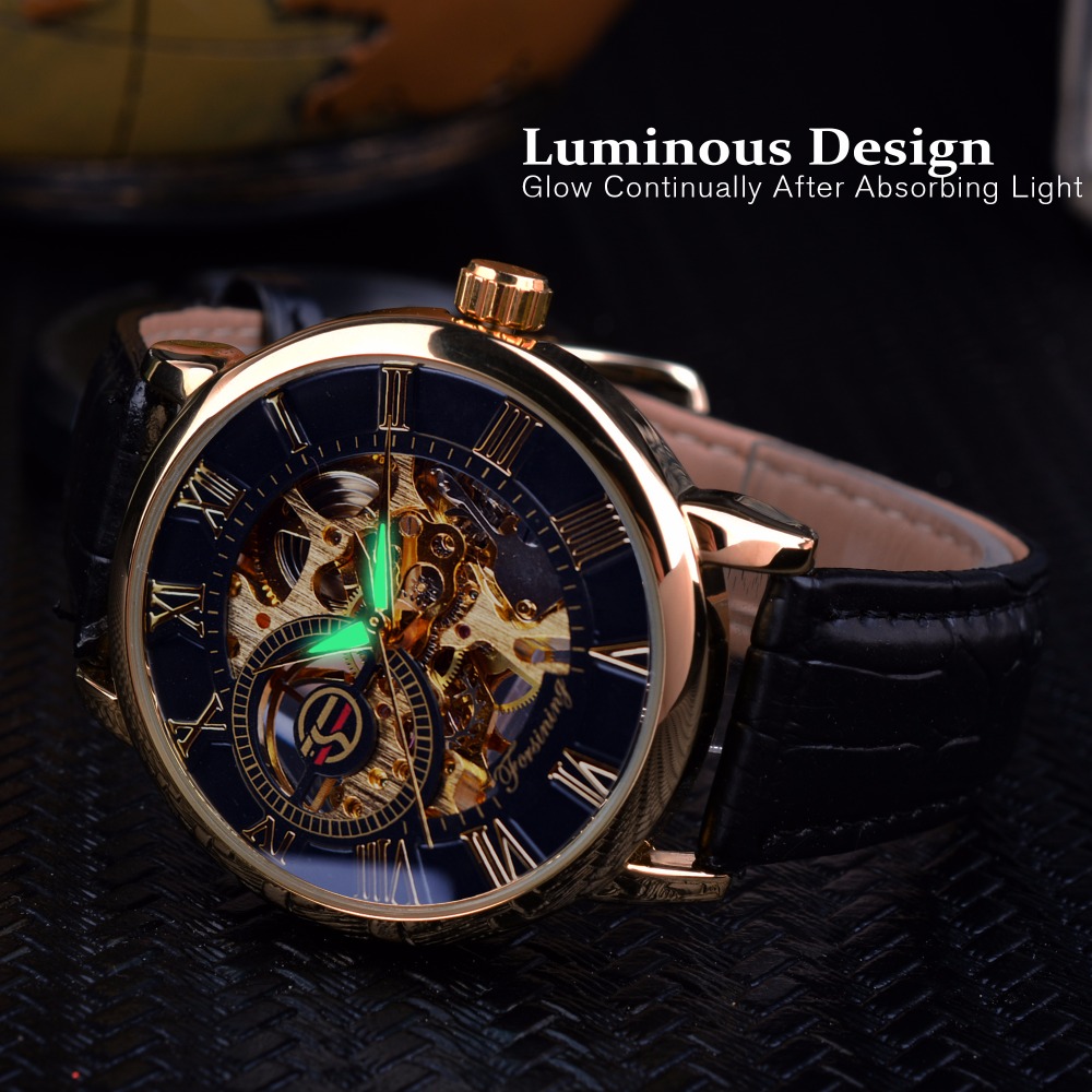Forsining 3d Logo Design Hollo - огляд і ціна Luxury Watch All Black
