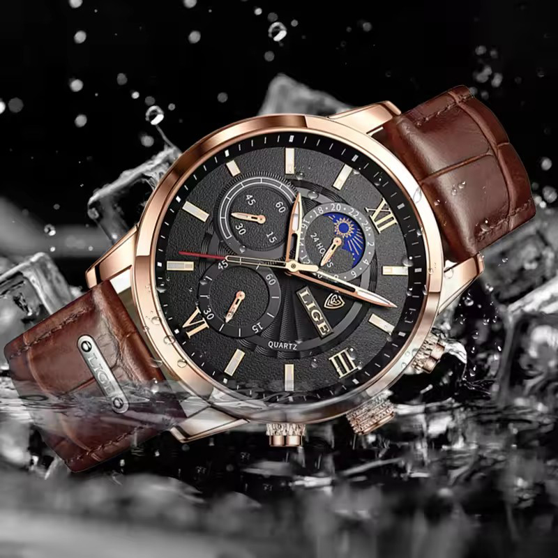 Men's Watches LIGE Top Brand L - огляд і ціна Luxury Watch Mockup